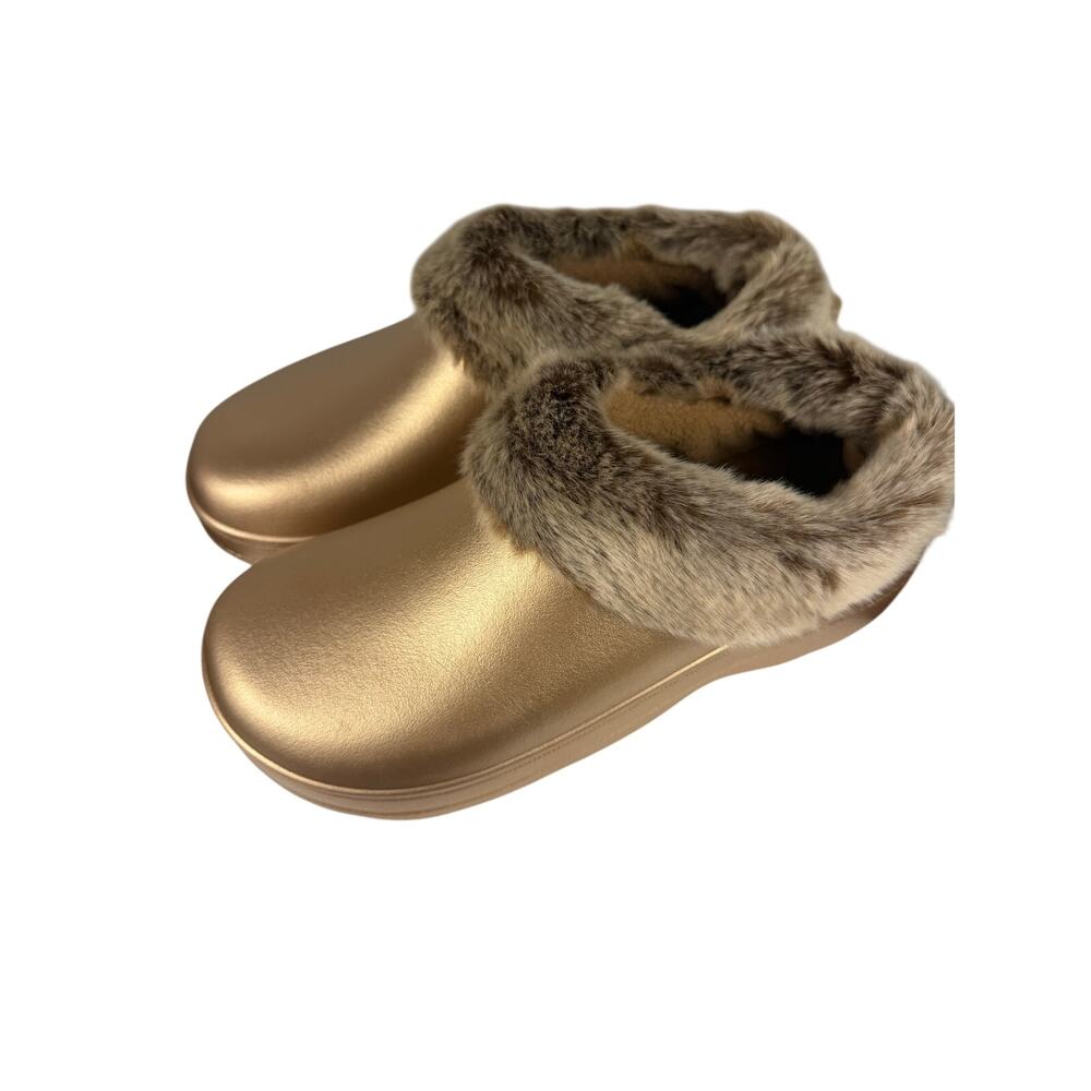 totes Bailey Women's Plush Removable Liner Clog Slippers Gold Size 7